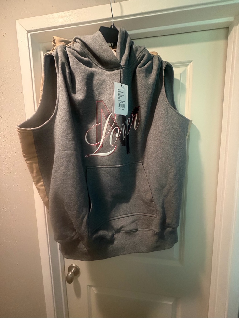 3.1 Phillip Lim Gray Sleeveless Hoodie with 'NY Lover' Script